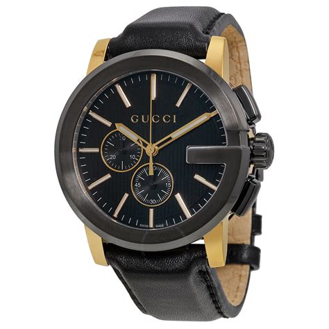 gucci black leather analogue watch|Gucci men watches clearance.